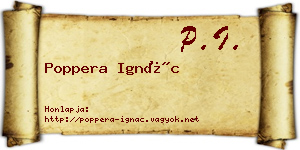 Poppera Ignác névjegykártya